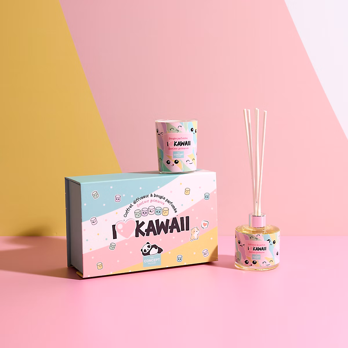 Bougie – THE CONCEPT FACTORY, Parfumée, Diffuseur, Coffret Kawaii, Multicolore