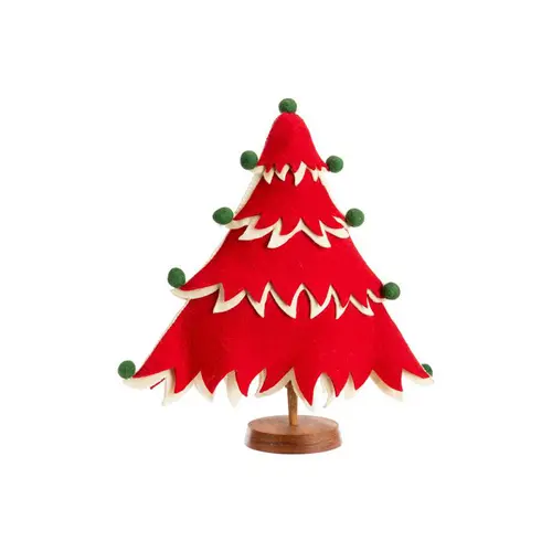 Sapin large à poser en feutrine rouge - 21 x 2,5 x 20 cm