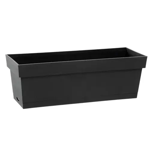 Jardinière toscane Poetic botanic® avec plateau clipsé coloris gris en plastique recyclé 10 L - 50 x 18 x 16,7 cm