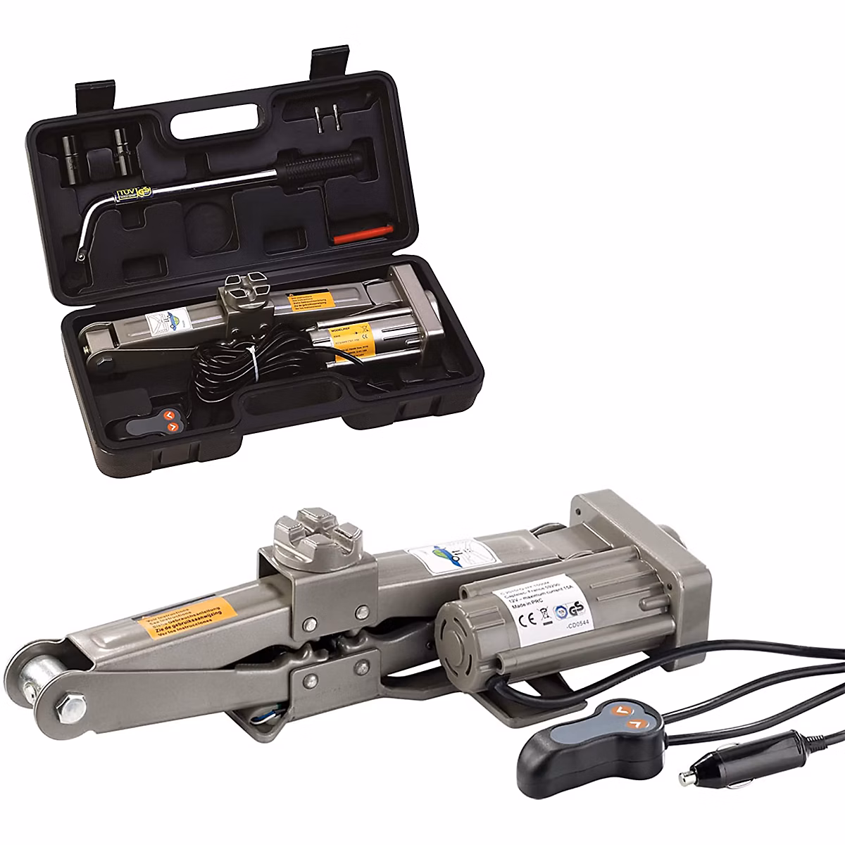 Cric électrique voiture FISHTEC 12V levage 11 à 34 cm 1 – 5 t avec mallette