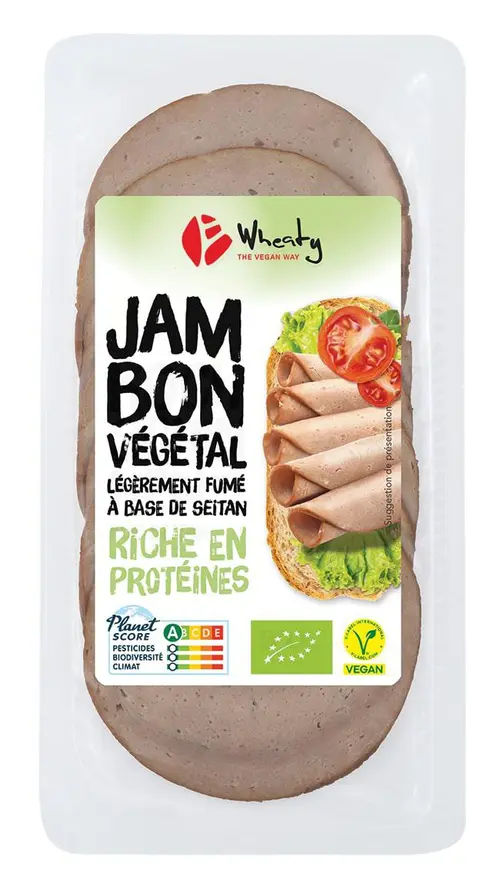 Jambon végétal légèrement fumé bio Wheaty – 100 g