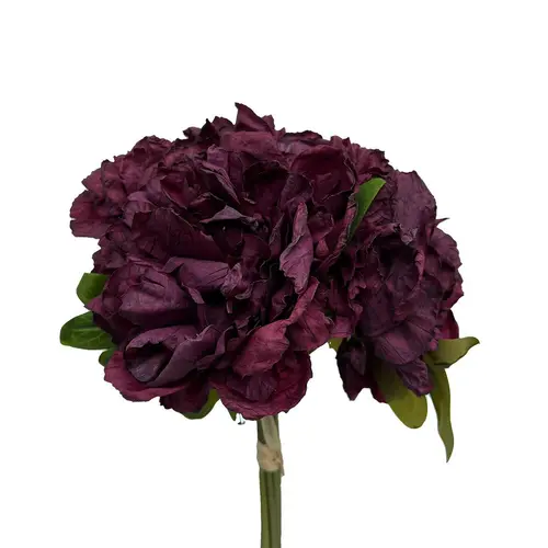 Bouquet de pivoine fuchsia en papier aspect fleur séchée Naturalys - 30 cm