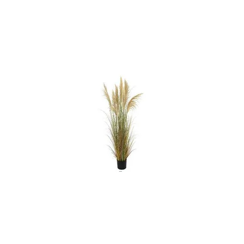 Herbe de la pampa séchée beige et verte artificielle en PVC - 19 x 17,5 x 178 cm