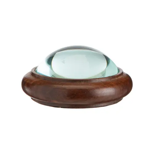 Objet décoratif boussole vintage en verre et acacia naturel - Ø 10 x H 4,5 cm