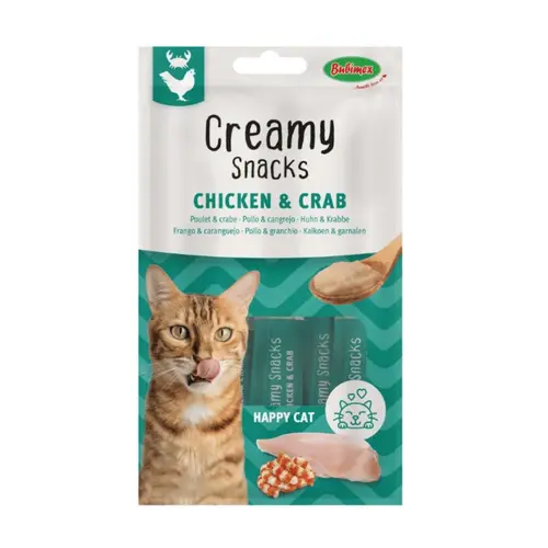 Friandise en crème pour chat poulet et crabe Bubimex Creamy x 4 - 60 g