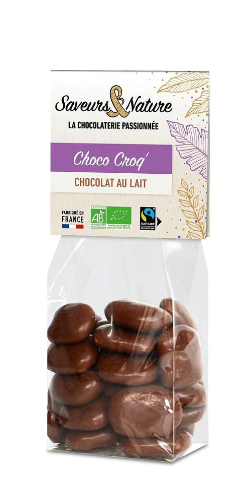 Sachet de chocolats soufflés enrobés de chocolat au lait bio Saveur et Nature - 150 g