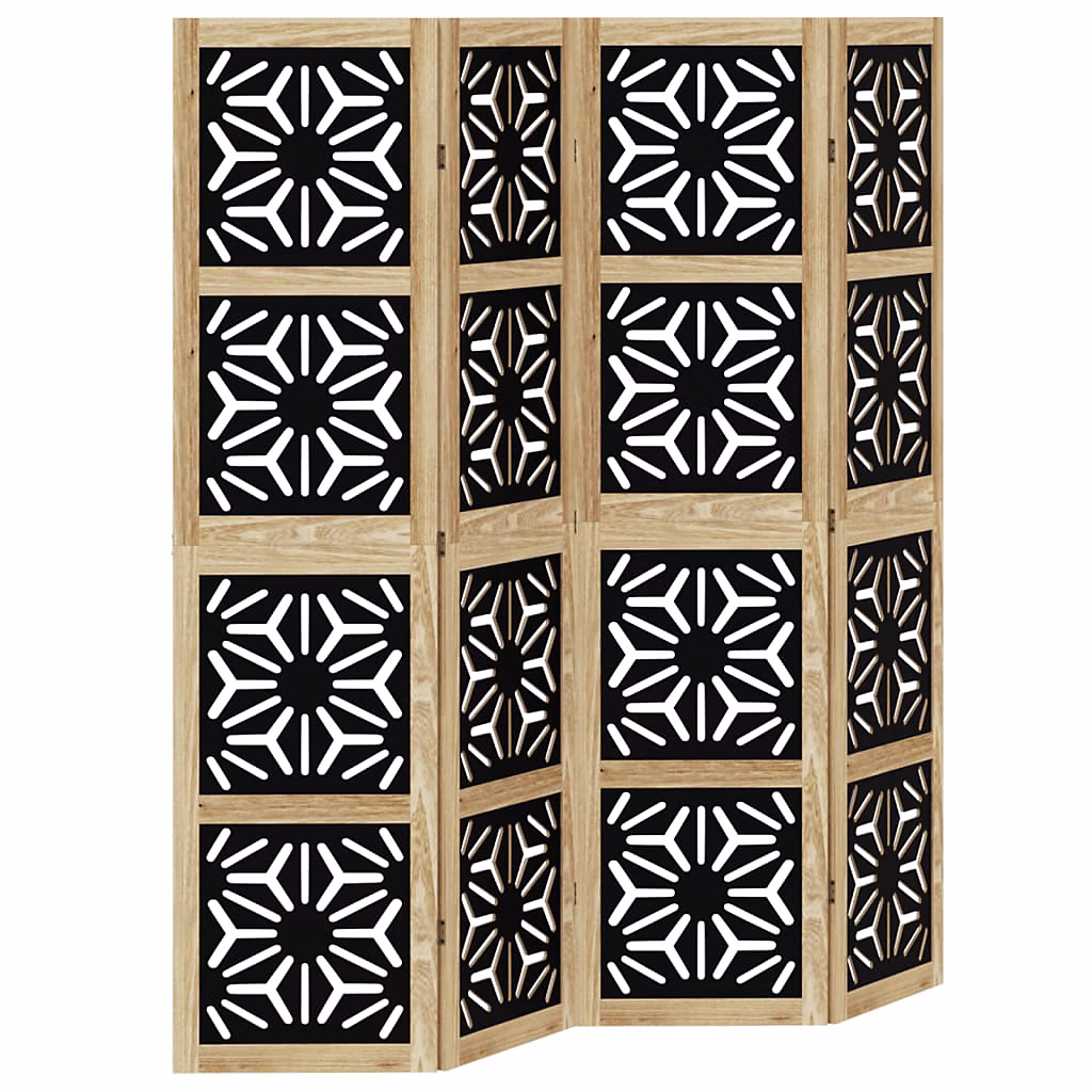Rangement, meuble et dressing – Cloison de séparation 4 panneaux marron noir paulownia massif vidaXL