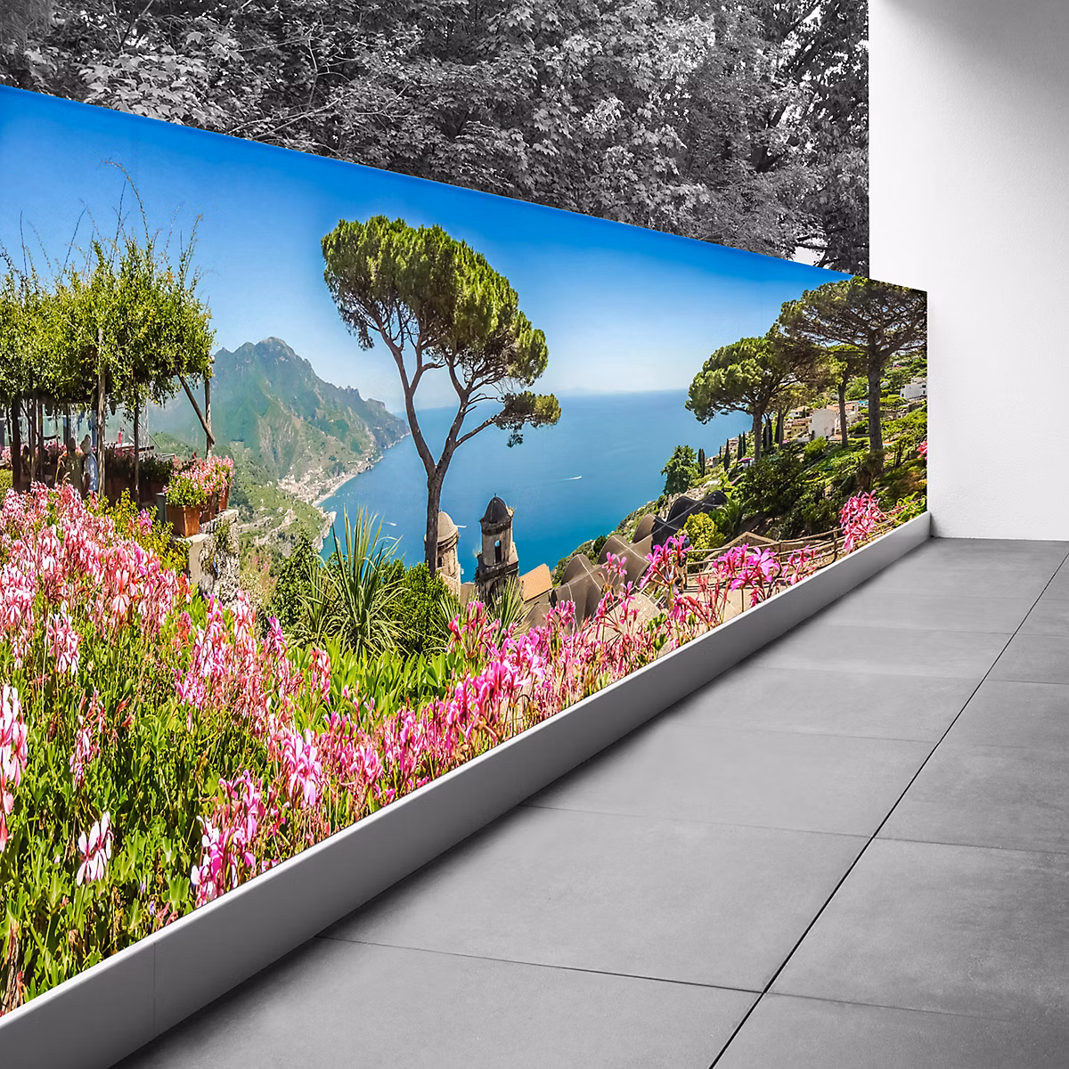 Brise vue Trompe l'oeil – 100 × 250 cm, Vue côte Italie 3617689699257