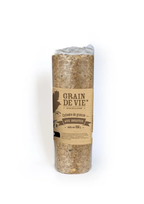 Cylindre de graisse pour oiseaux du ciel aux insectes Grain de Vie - 850 g