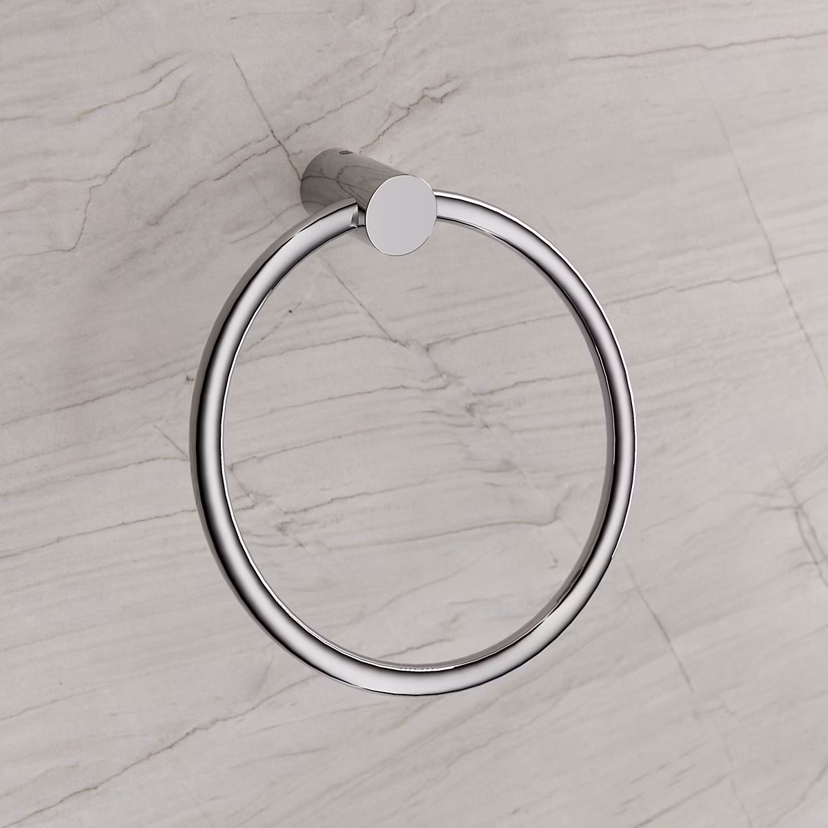 Crochet anneau porte serviette mural rond Chrome 18 × 10cm (LxP) design acier inox – Série OLA