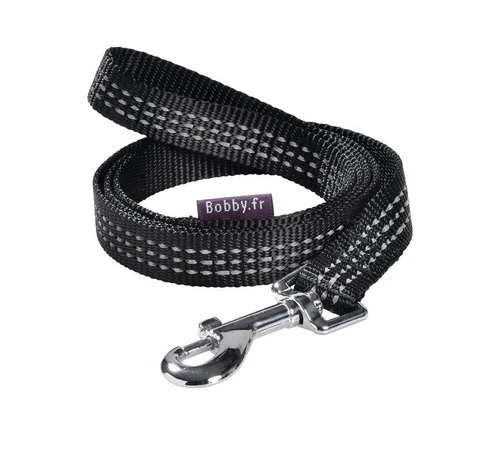 Laisse pour chien en nylon tressé coloris noir Bobby Safe 20 mm - Taille M