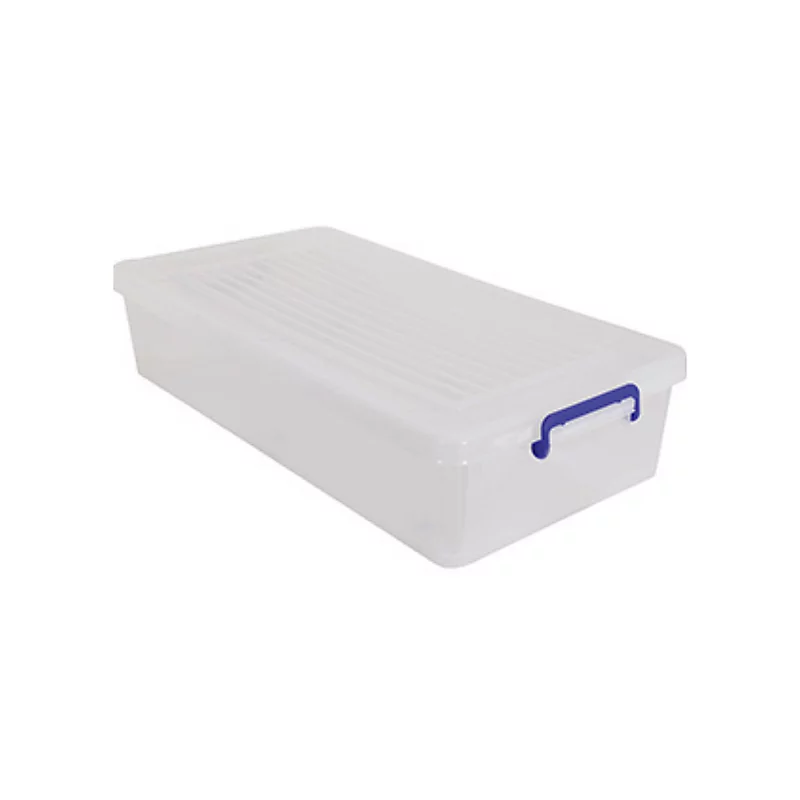 Rangement garage et cave – Boite de rangement à roulettes Blanc Transparent 35L MSV
