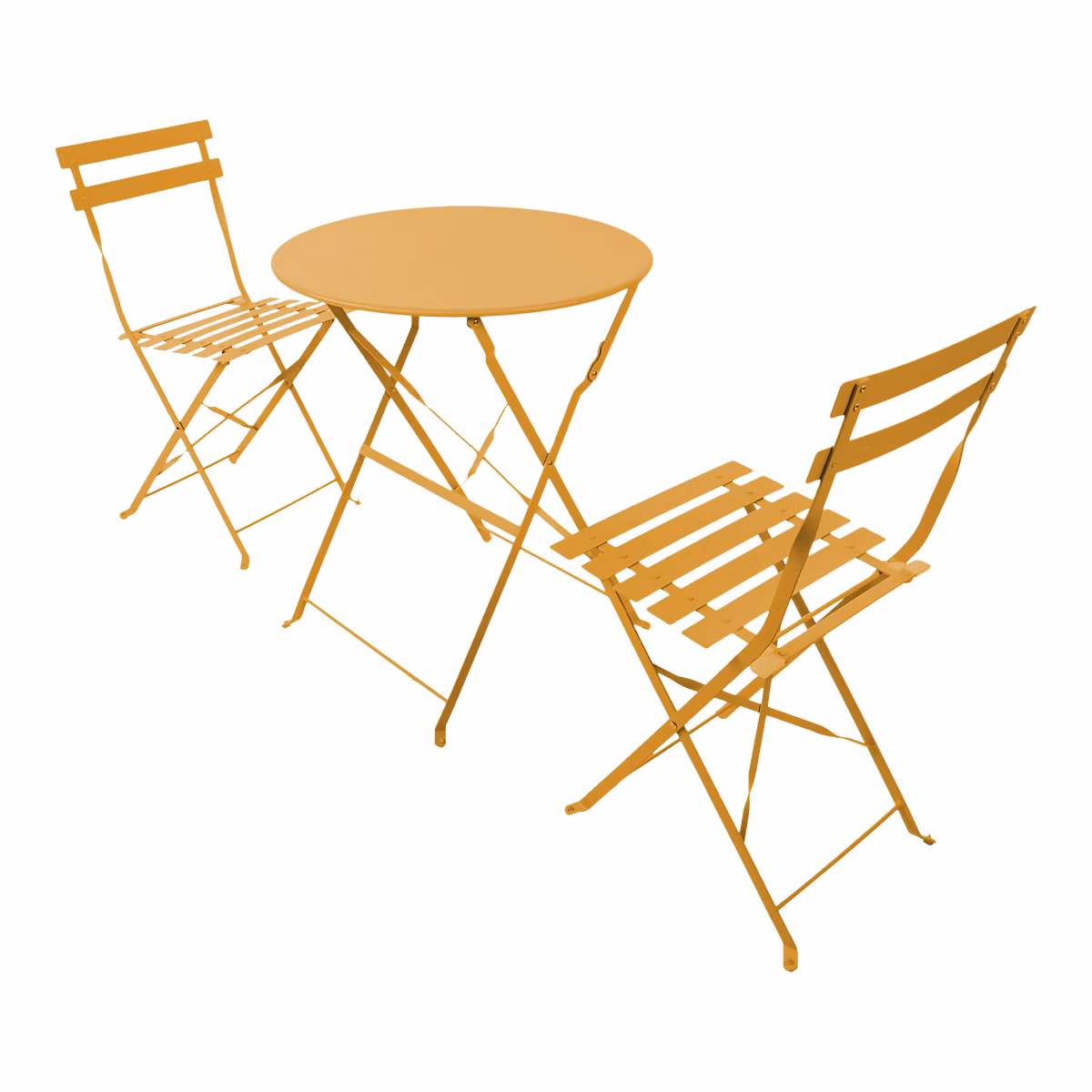Salon et mobilier de jardin – Ensemble table ronde et 2 chaises de jardin Janco acier jaune