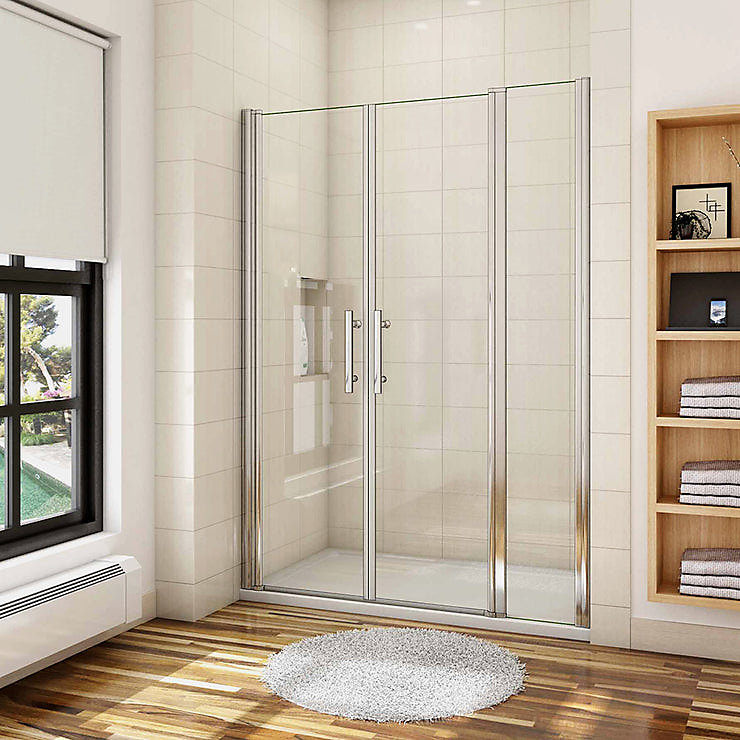 Aica Porte De Douche Battante 105 × 197cm Porte Battante Avec 1 élément Fixe En 6mm Verre Anticalcaire