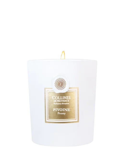 Bougie parfumée blanche Collines de Provence Fleurs & Ecorces Pivoine - 360 g