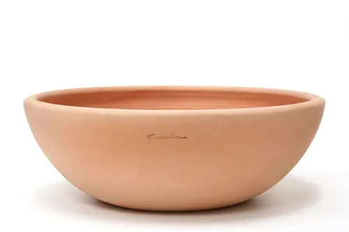 Coupe basse coloris rose en terre cuite - Ø 41 x 24 cm