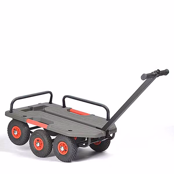 Chariot tout terrain avec 3 ridelles – Roues pneumatiques, Charge max 250kg, M-SUPERHOND-LB-RID