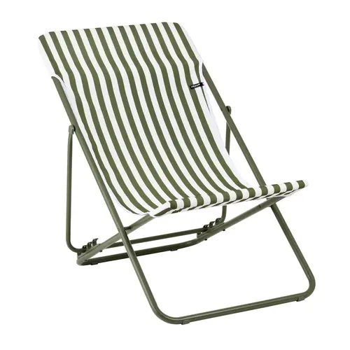 Maxi transat colorblock rayure moss Lafuma coloris vert en polyester - 62 x 83 x 91 cm