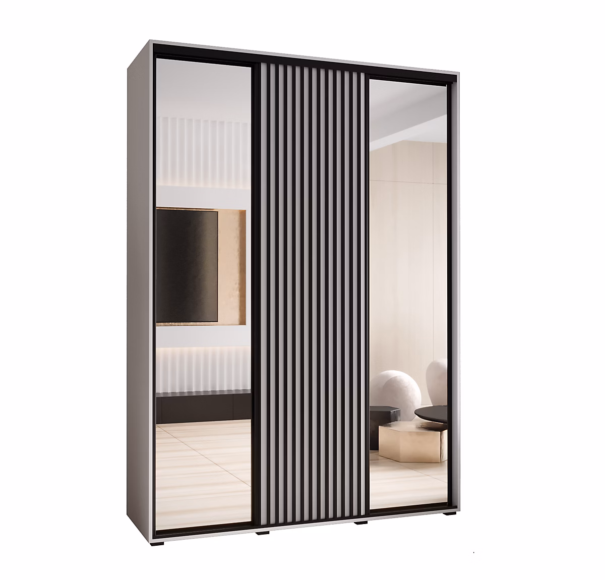 Armoire Sapporo 2 a portes coulissantes H. 205 – 2 x L. 180 x P. 45 3 portes