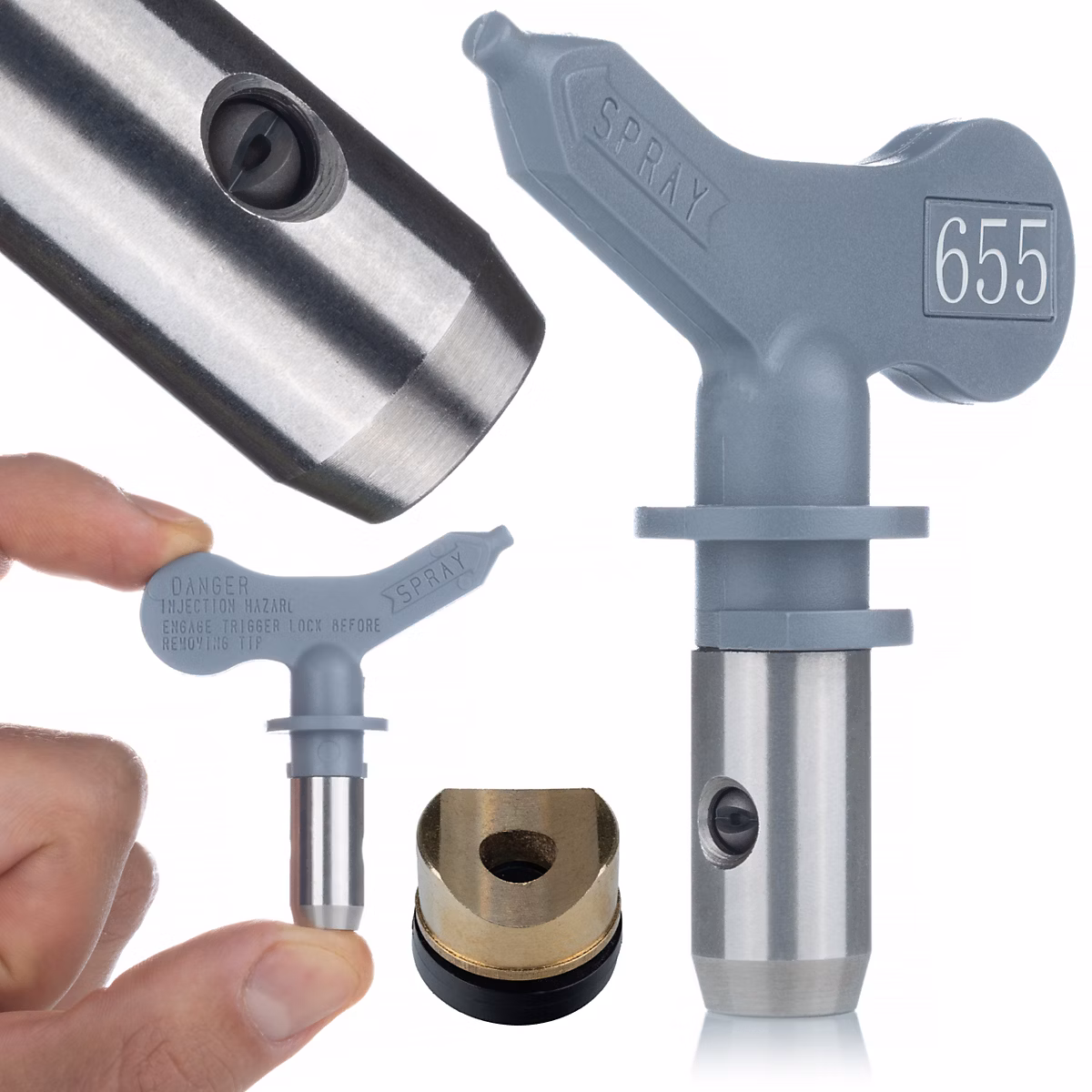 Buse de Pulvérisation UltraHeavy 655 – Jet 30 cm | Métal Nickelé | Pour Enduit | Bitume | Mastic | Haute Pression