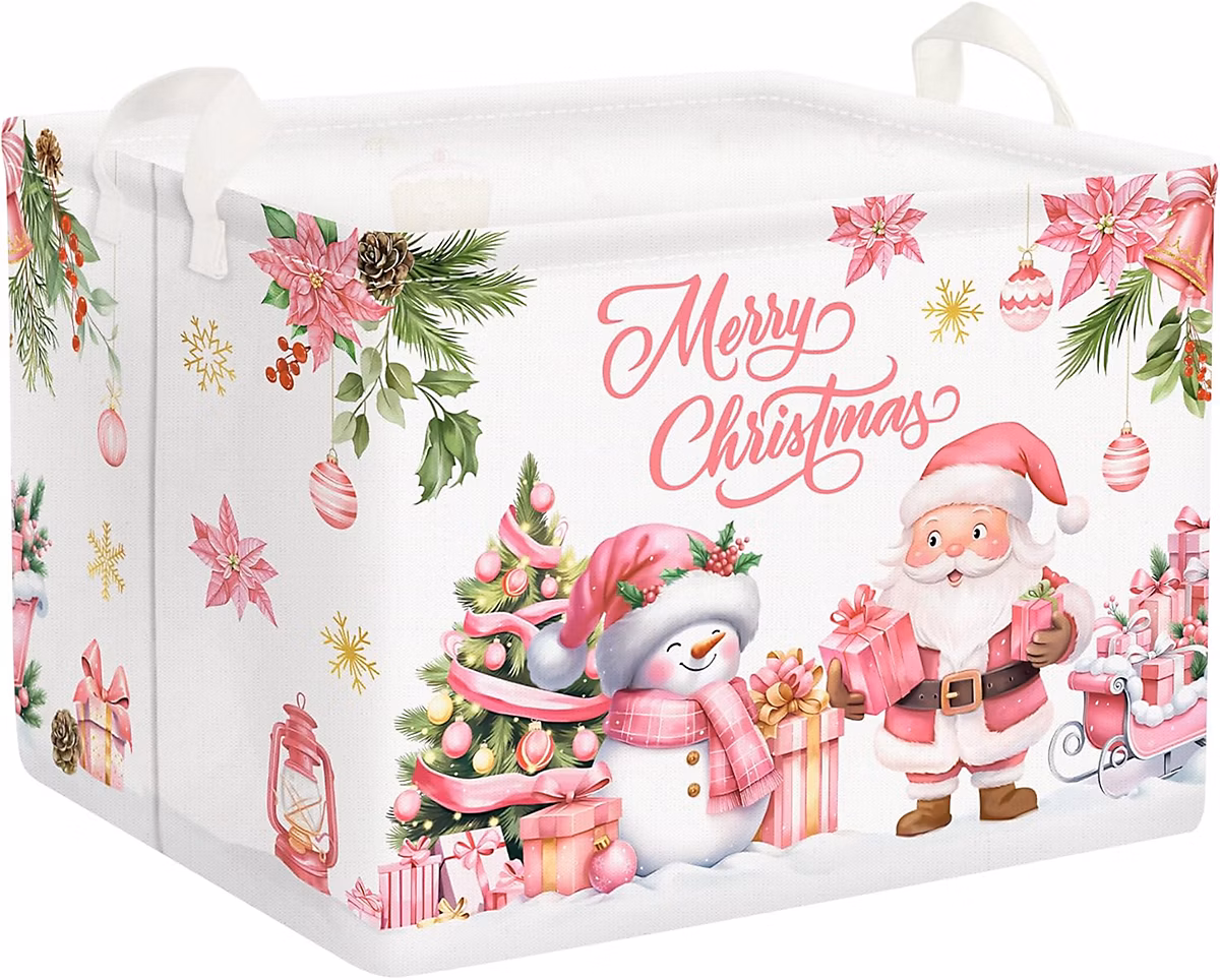 Caisse Rangement Père Noël Rose 40 × 30 × 30 cm