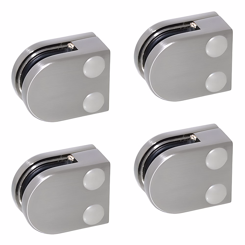 4 x Pince à verre plate modèle 00 – Ep. verre 8 mm | Inox 304 brossé GR320
