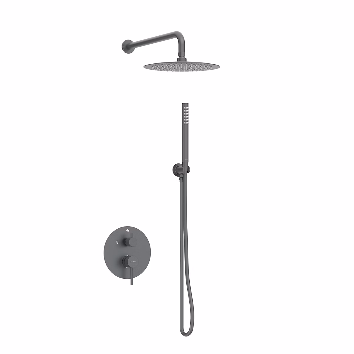 BALNEO Système de douche avec pommeau de pluie GUN METAL gris foncé Acier inoxydable – Mitigeur de douche avec douchette CASCADE