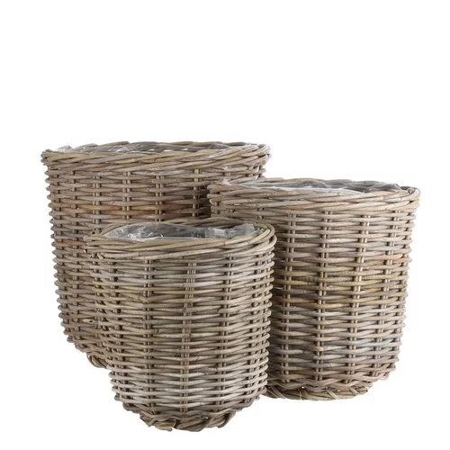 Panier rond haut en osier gris Marcia - Ø 29 x H 30 cm