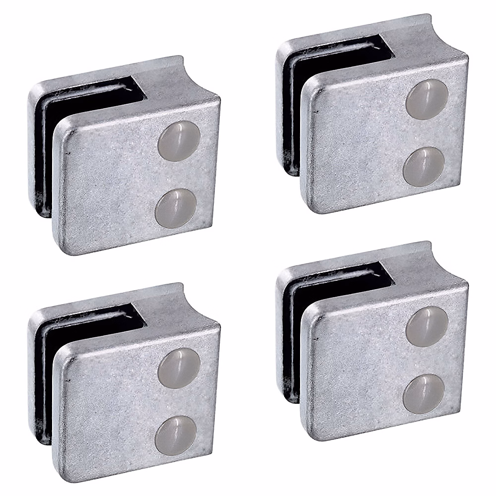 4 x Pince à verre pour tube diam. 42 – 4 modèle 01, Ep. verre 8, 76 mm, Zamak brut