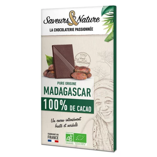 Tablette cacao 100% Origine Madagascar bio Saveurs et Nature - 80 g