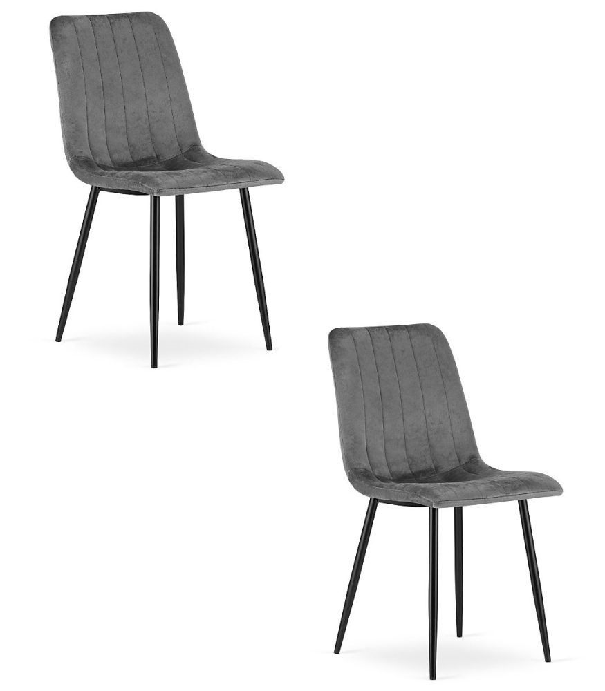 Chaise Valora JEWA en velours gris foncé – design ergonomique x2