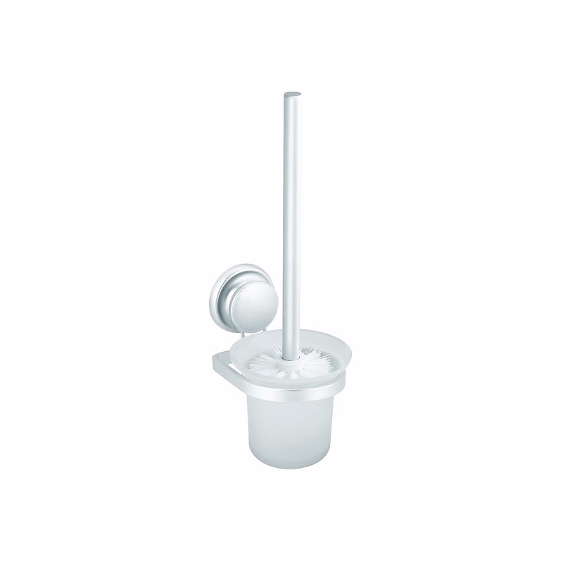 Accessoire WC – Brosse Wc avec support mural à ventouse Aluminium Blanc MSV