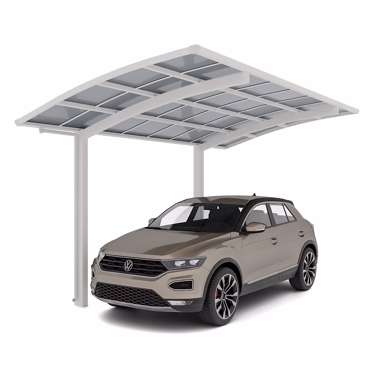 Carport PORTOFORTE standard Type 80 (charge toiture 100kg/m²) thermolaqué blanc – XIMAX