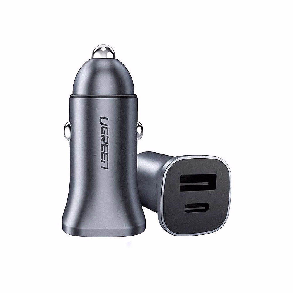 Chargeur voiture UGREEN CD130 30W USB – C + USB, A aluminium compact