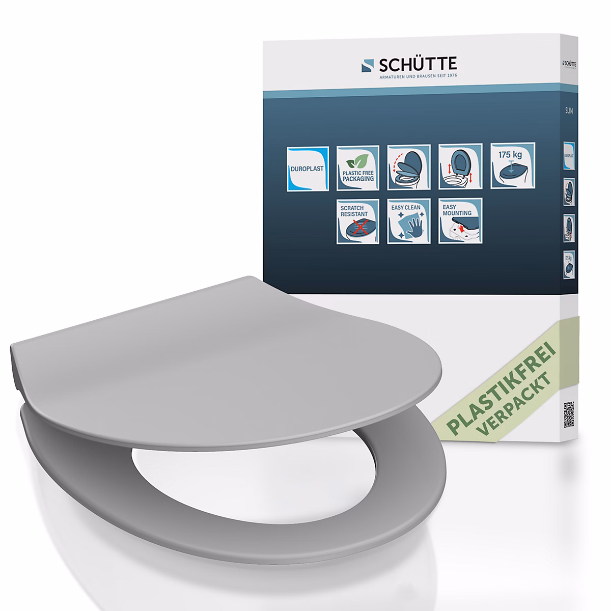Abattant WC extra fin en duroplast SLIM avec frein de chute Gris clair | WC