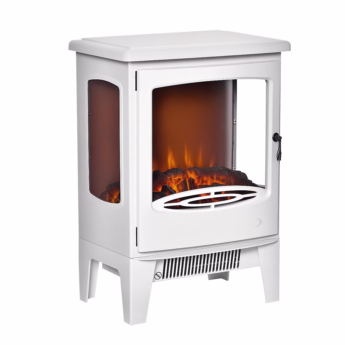 Cheminée électrique poêle style néo-rétro 1000-2000 W simulation flammes LED luminosité réglable acier ABS blanc – Réf. WIWHWXTXZ8591945999