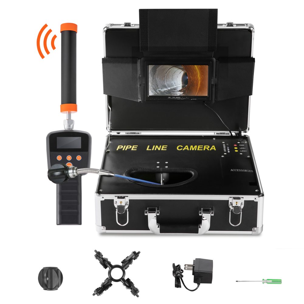 SucceBuy Camera inspection 40 m avec localisateur 512 Hz. Écran 7'', DVR, IP68, 12 LED réglables. – 40 m 25 mm