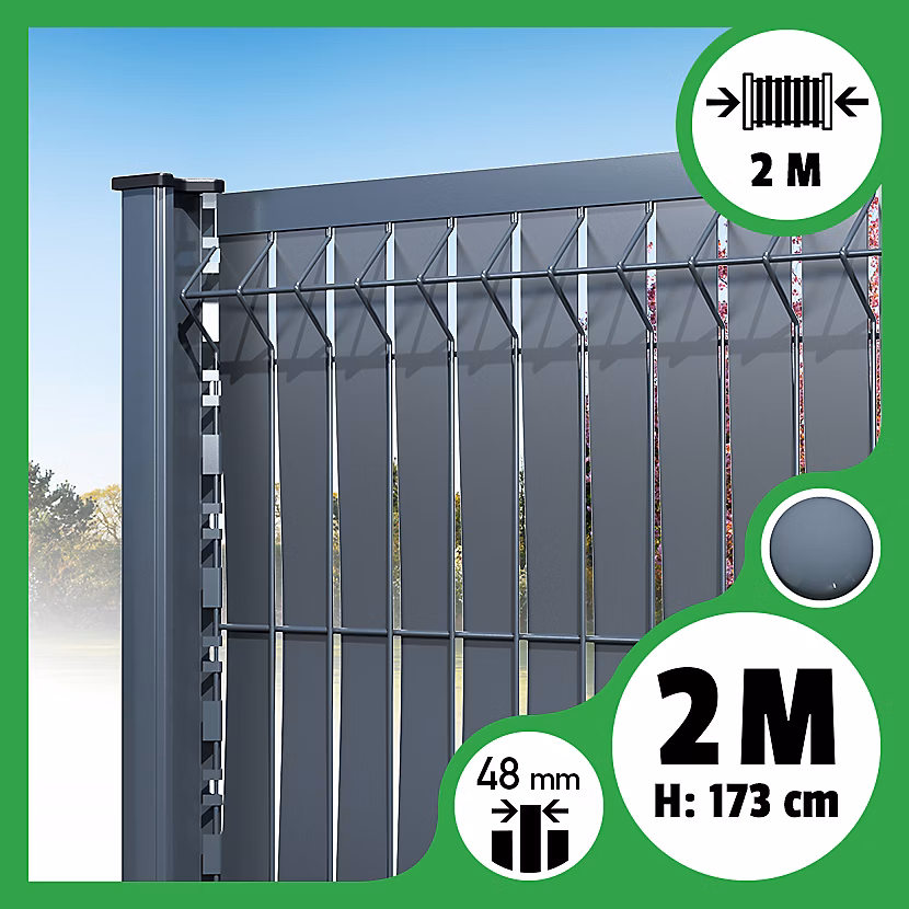 Brise – vue Lattes aluminium N55 | Gris Anthracite | 173 cm | 2 mètres