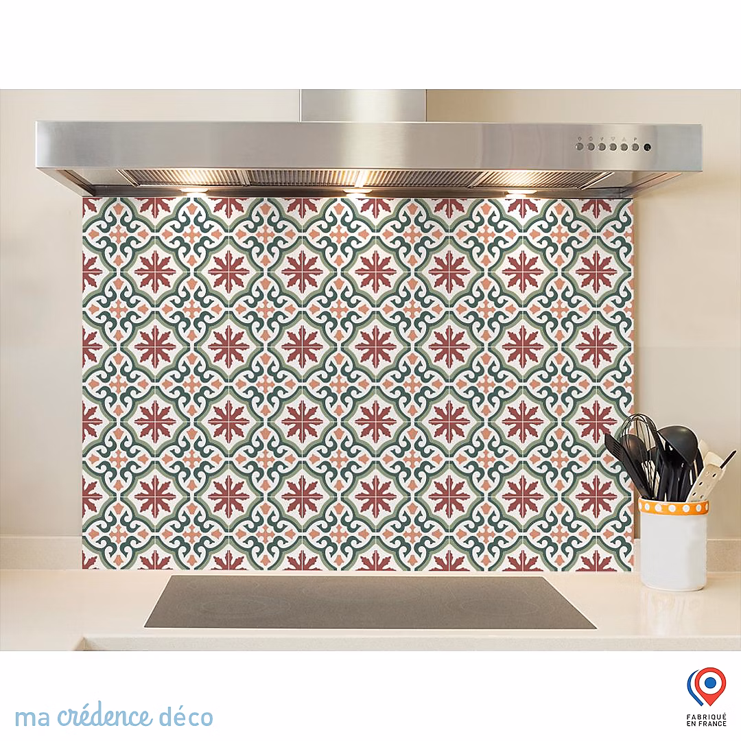 Crédence cuisine fond de hotte Carrelage classique 9 – Verre trempé, L 70 cm x H 60 cm, MaCrédenceDéco