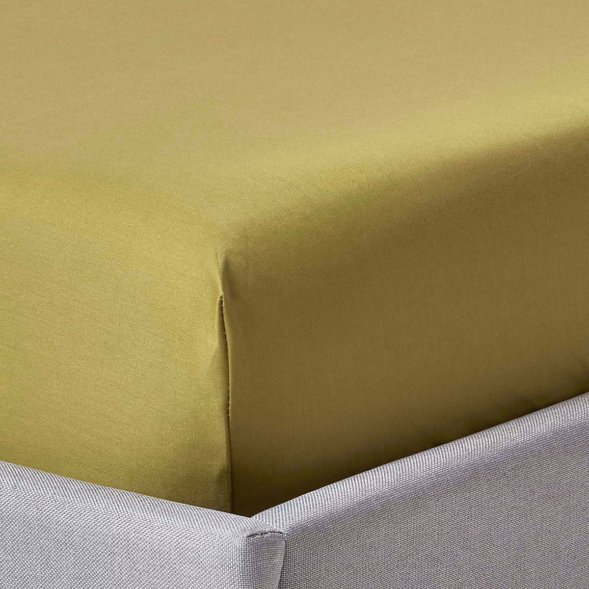 Drap-housse uni grand bonnet 100 % coton égyptien 1000 fils vert olive 90 × 190 cm – HOMESCAPES