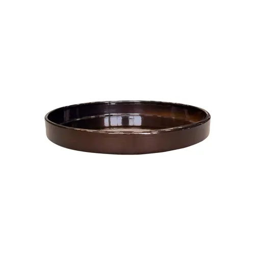 Soucoupe ronde en métal recyclé coloris brun flambé Upcycle Cylindre XXL - Ø 40 x H 5 cm