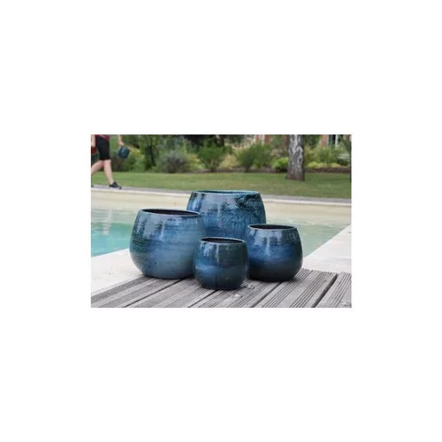 Pot Cancale de 4,1 L en terre émaillée bleu Ø 17 x 17 cm