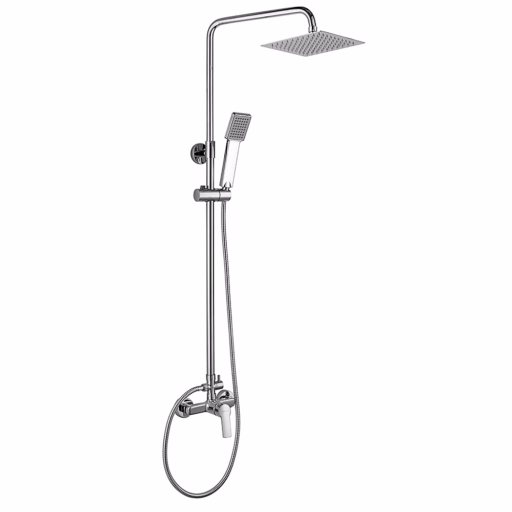 Colonne de douche monocommande carrée PIN – 80 | 120 cm | finition chrome poli | en laiton Kibath