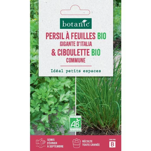 Mélange de graines persil à feuille gigante italia bio et de ciboulette commune bio botanic® - graines à semer