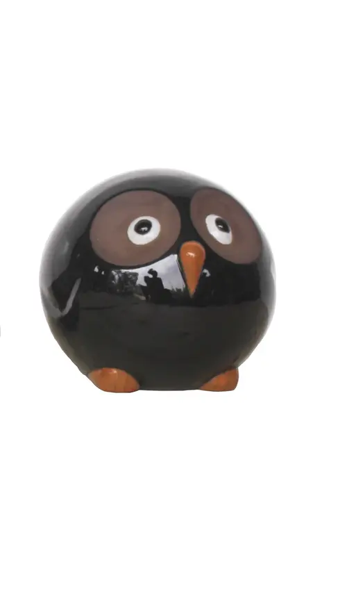 Figurine hibou en céramique coloris noir Pot&Déco Bubu - Ø 20 x H 18 cm