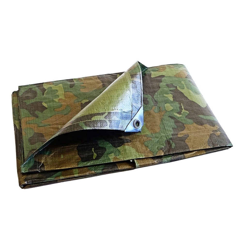 Bâche Tunnel agricole 1 – 8 × 3 m | TECPLAST | CM150TU | Camouflage | Haute Qualité | Bâche de protection imperméable pour Tunnel