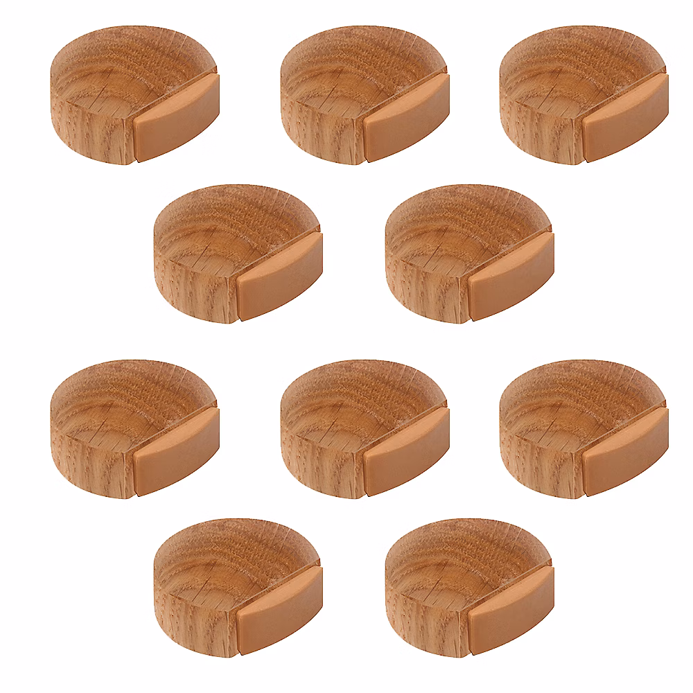 10 Un. Butée de porte adhésive en bois de chêne naturel 45 × 42MM