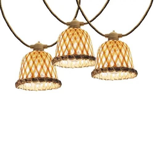 Guirlande solaire Maly avec USB et 10 LED blanc chaud coloris beige en corde - 7,5 m