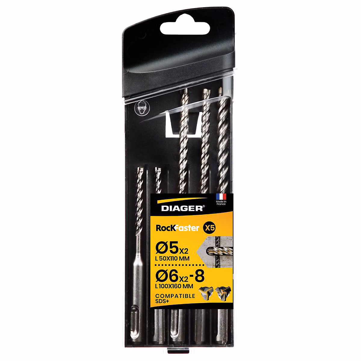 Coffret 5 forets béton SDS – Plus Rockfaster, DIAGER, 1005A