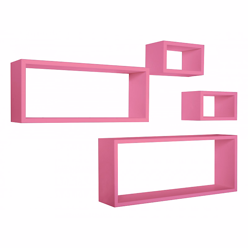 Ensemble de 4 étagères murales – meuble de salle de bain | fuchsia | 75x30x15 | 5 cm | 60x25x15 | 5 cm et 2x25x15x15